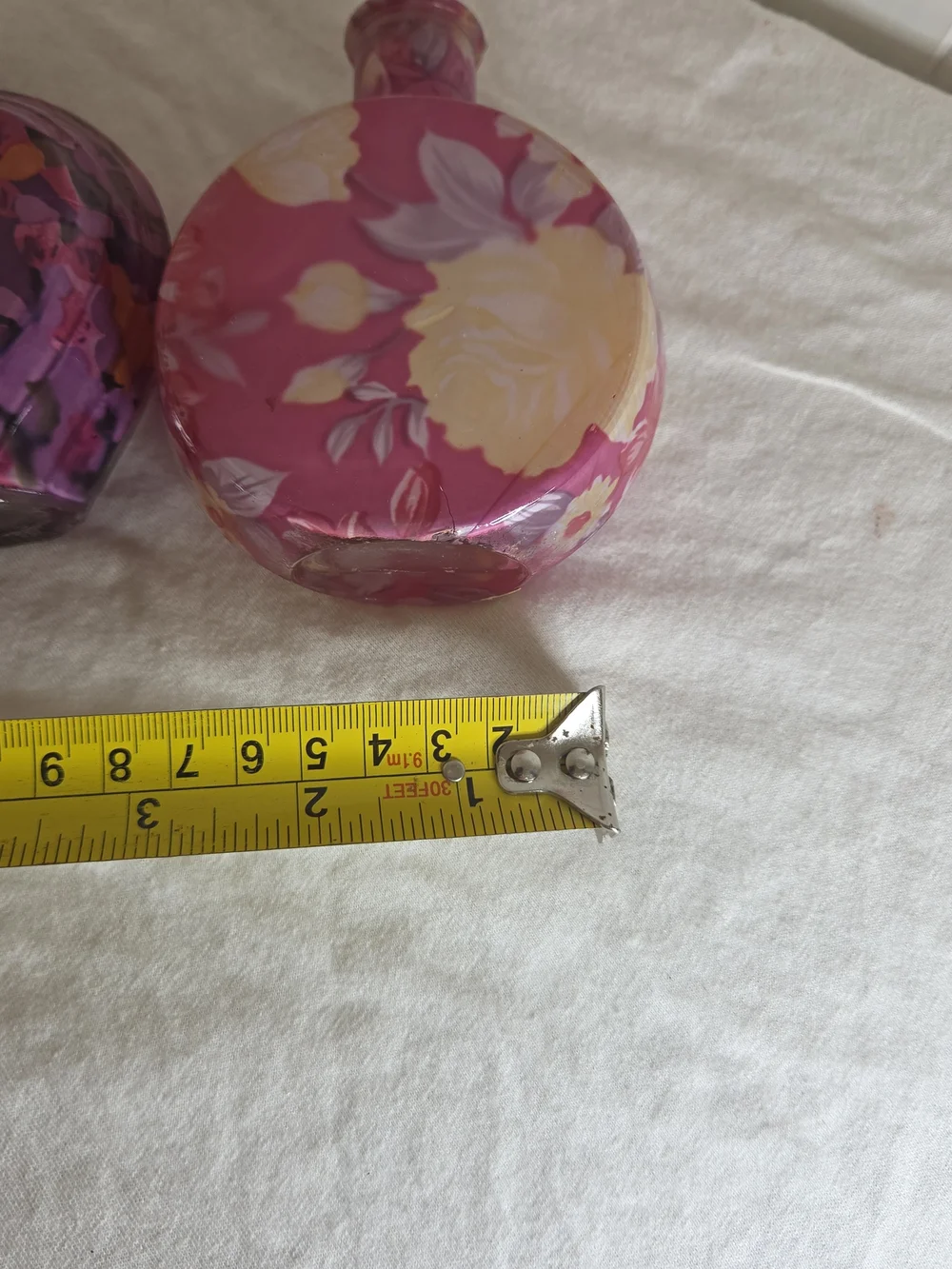 Pink Floral And Heart Glass Accent Bottle with Cork Stopper